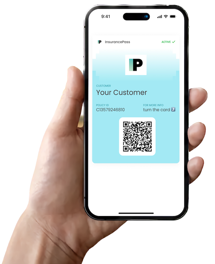A hand holding iPhone with InsurancePass